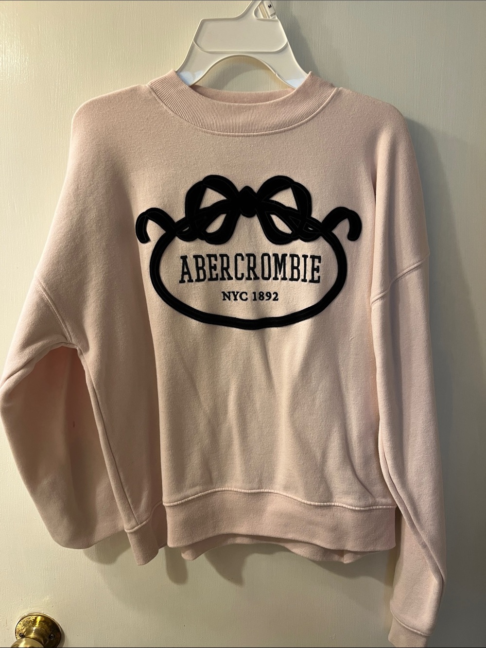 Abercrombie & Fitch Pale Pink Crewneck Sweatshirt with Black Logo